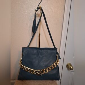 Viola Castellani Teal Satchel Two Way Carry Made in Italy